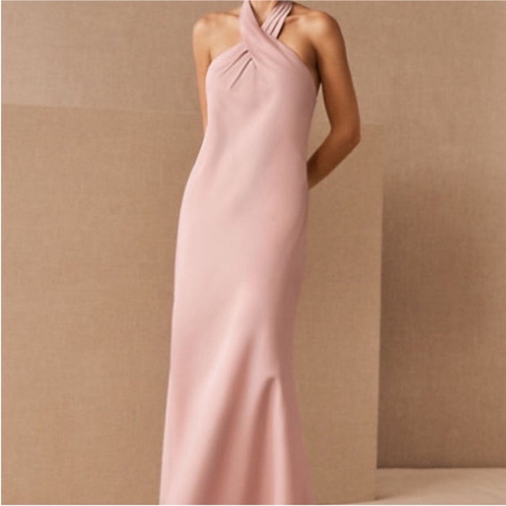 Bhldn Ruby Satin Charmeuse Dress Blush Pink 10